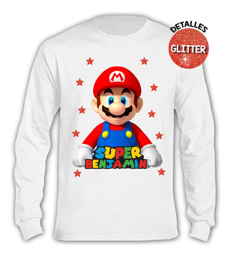 Pijama Largo Super Mario Bros Niños Algodón Personalizado