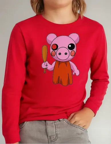 Polera Manga Larga Algodón Niñas Peggy Roblox