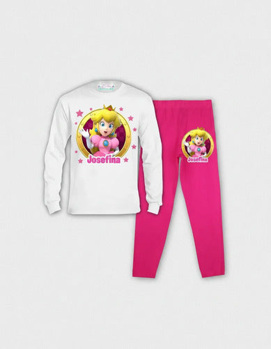Pijama Largo Princesa Peach Niña Personalizado Algodón