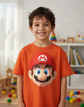 Polera Color Algodón 100% Niños Mario Bros Cabeza