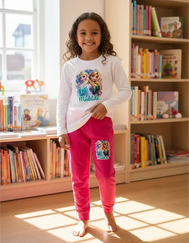 Pijama Largo Niña Frozen Personalizado Algodón