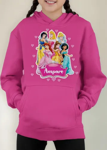 Polerón Canguro Princesas Niñas Personalizado Algodón