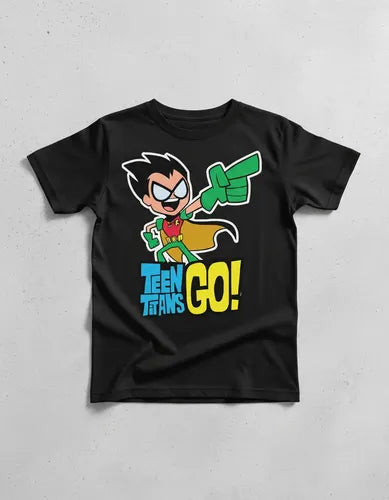 Polera Color Algodón 100% Niños Robin Titanes