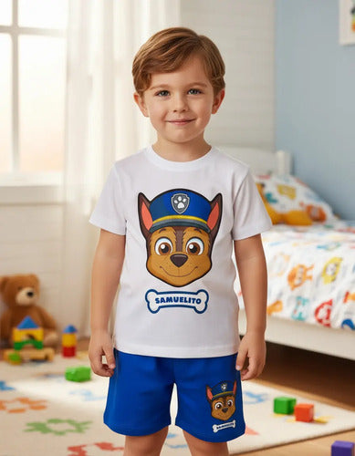Pijama Chase Paw Patrol Personalizado 2 Niños 100% Algodón