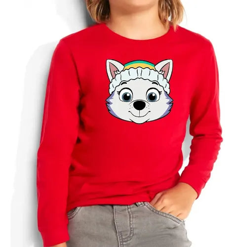 Polera Manga Larga Algodón Niñas Everest Paw Patrol