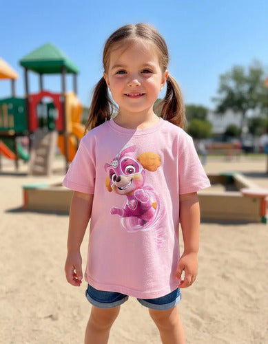 Polera Color Algodón 100% Niñas Skye Mighty Paw Patrol