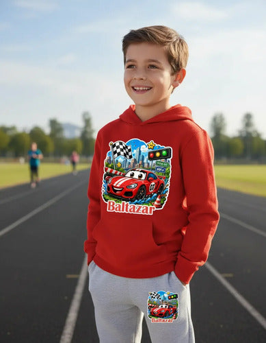 Buzo Auto Car Rojo Personalizado Niños Conjunto Deportivo