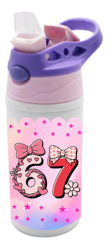Botella Agua Six Seven 67 Niñas Rosa