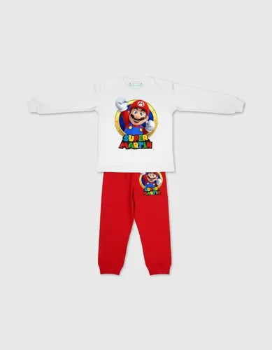 Pijama Largo Mario Bros 1 Personalizado 100% Algodón Niños