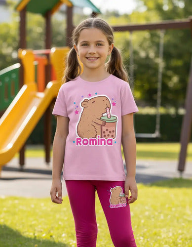 Polera Y Calza Capibara Conjunto Niñas Personalizado