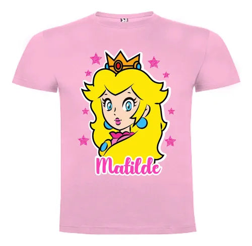 Polera Princesa Peach Niñas Algodón 100% Personalizada