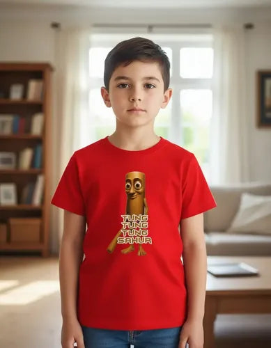 Polera Color Algodón Niños Tung Tung Sahur Brainrot Tralale