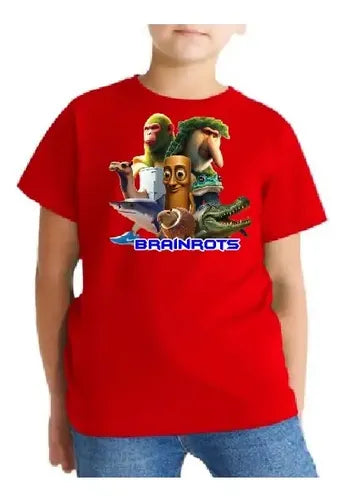 Polera Color Algodón Niños Italian Brainrots Tralala