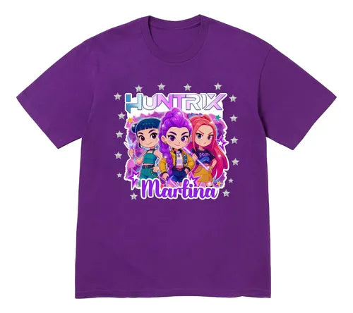 Polera Huntrix Demon Hunter K Pop Personalizada Niñas