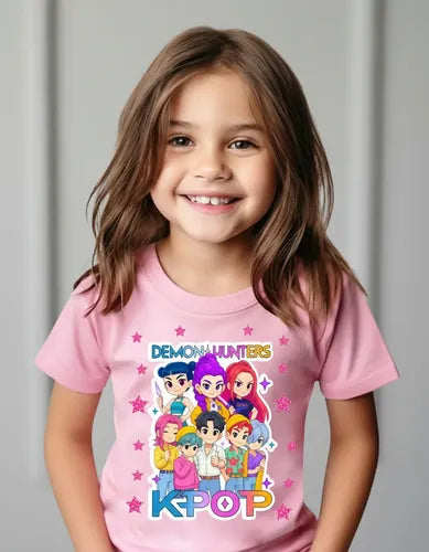 Polera Huntrix Guerreras K Pop Y Saja Boys Niñas Algodón100%