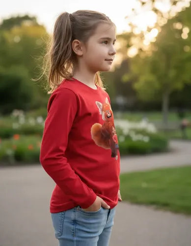 Polera Manga Larga Algodón Niñas Turning Red Panda Mei Mei