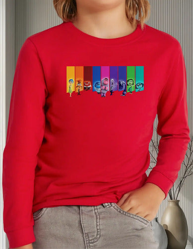 Polera Manga Larga Algodón Niños Intensa Personajes Mente