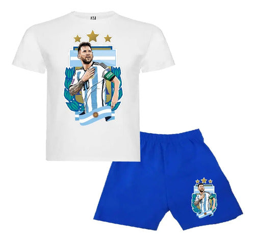 Pijama Corto Niñoss Algodon Messi Copa Del Mundo