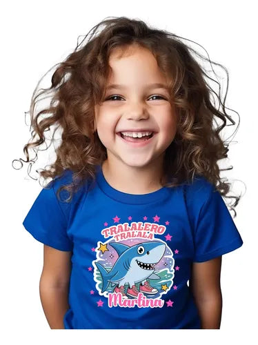 Polera Tralalero Tralala Niñas Personalizada Algodón 100%