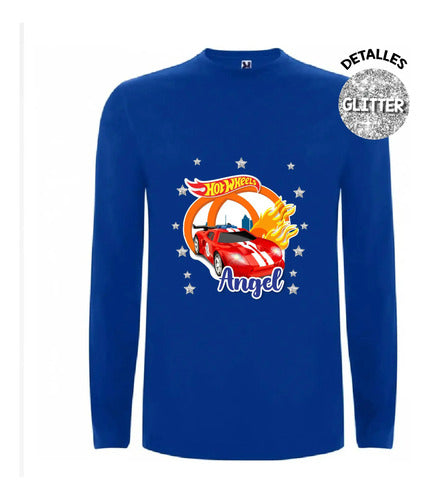 Polera Hot Wheels Personalizada  Manga Larga 100% Algodon