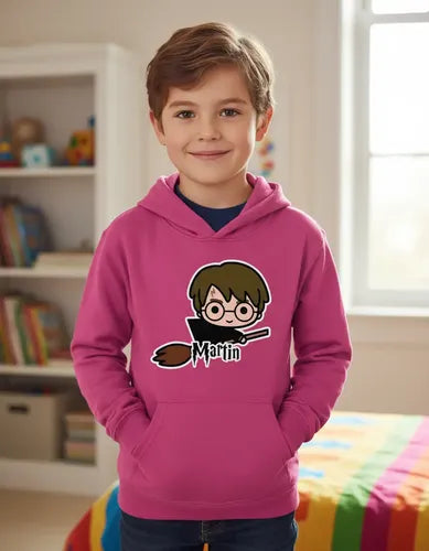 Polerón Harry Potter En Escoba Personalizado Niños Y Niñas