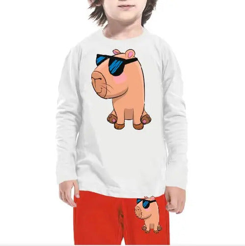 Pijama Largo Niñas Algodon Capibara Capybara