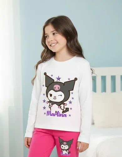 Pijama Largo Kuromi  Niñas Personalizado Algodon