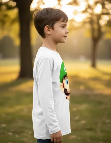 Camiseta Polar Manga Larga Polera Niño Luigi Bros
