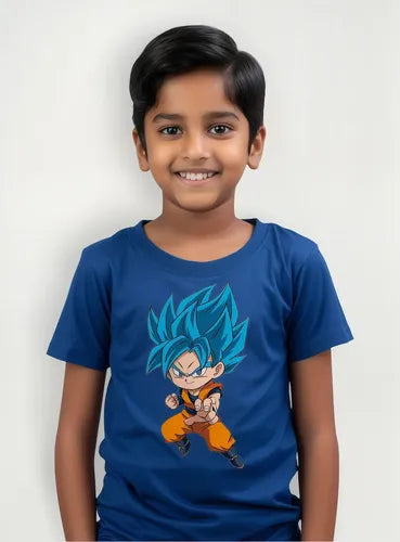 Polera Color Algodón 100% Niños Goku Dragon Ball