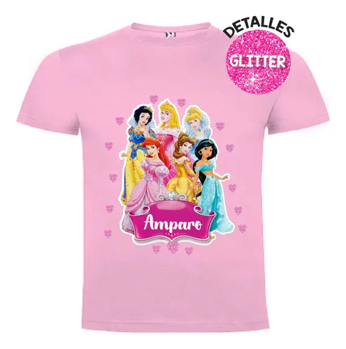 Polera Princesas Personalizada Niñas Algodón 100%