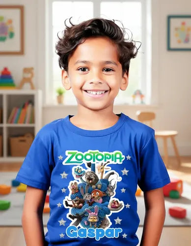 Polera Zootopia Personalizada Niños Algodón100%