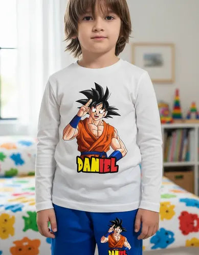 Pijama Largo Goku Dragon Ball Z Algodón Niños Personalizado