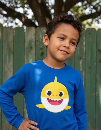 Polera Manga Larga Algodón Niños Baby Shark