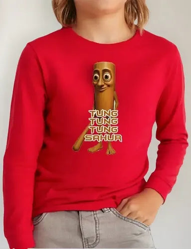 Polera Manga Larga Algodón Niños Tung Tung Sahur Brainrot