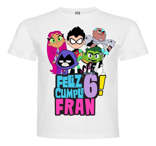Polera Personalizada Niña Cumpleaños Jovenes Titanes