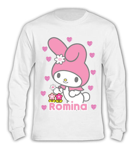 Polera My Melody Personalizada Niña Manga Larga 100% Algod