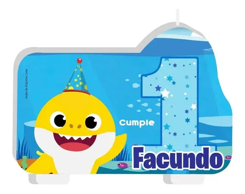 Vela De Cumpleaños Baby Shark Niños Personalizada