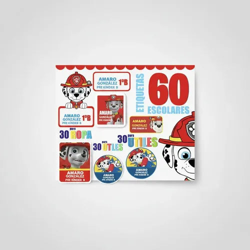 Etiquetas Para Marcar Ropa Y Utiles Escolares Paw Patrol