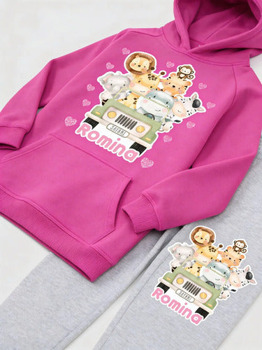Buzo Animales Safari Pantalon Poleron Personalizado Niñas