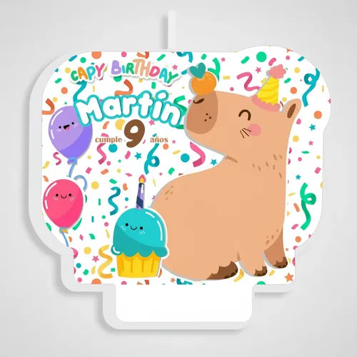 Vela De Cumpleaños Capibara Personalizada Niños Niñas
