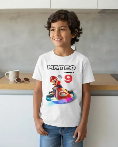Polera Super Mario Kart Personalizada Algodón 100%