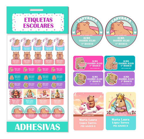 Etiquetas Escolares Personalizadas Capibara Niña Utile Ropa