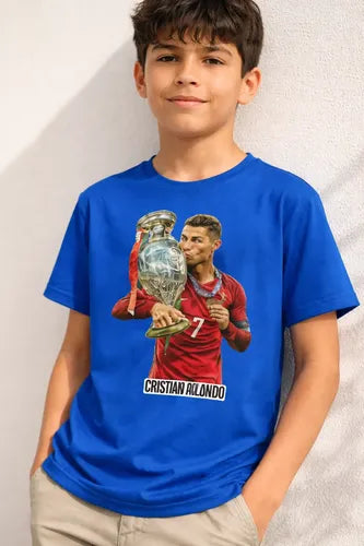 Polera Color Algodón 100% Niños Cristiano Ronaldo Cr7 Copa
