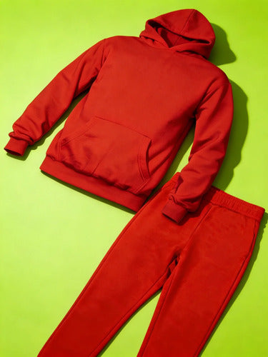 Buzo Niños Algodón Poleron Canguro + Pantalon
