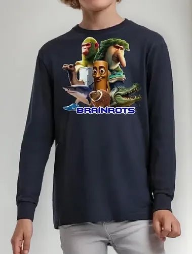 Polera Manga Larga Algodón Niños Italian Brainrot Trapalero
