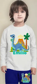 Pijama Largo Dinosaurios Niños Personalizado Algodon