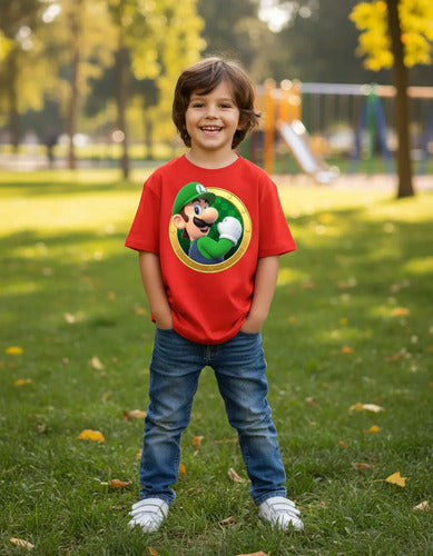 Polera Color Algodón 100% Niños Luigi Bros