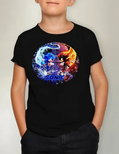 Polera Color Algodón 100% Niño Sonic 3 Pelicula Shadow
