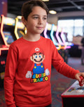 Polera Mario Bros Manga Larga Personalizada Niños Algodon