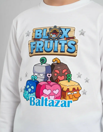 Pijama Largo Blox Fruits Niños Algodón Personalizado